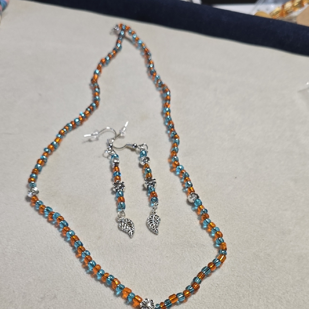 Orange and Blue Necklace with Elegant Design